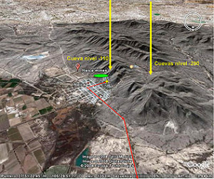 Satellite photograph: NAICA village, location of crystal cave. (Google Earth)